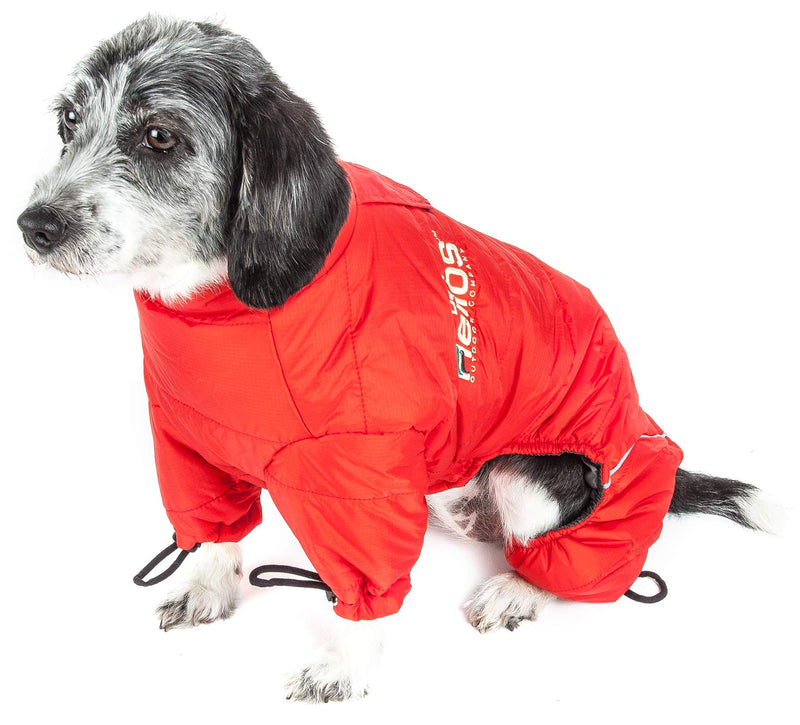DogHelios Thunder-crackle Full-Body Waded-Plush Adjustable and 3M Reflective Pet Dog Coat Jacket, Grenadine Red, MD M - PawsPlanet Australia
