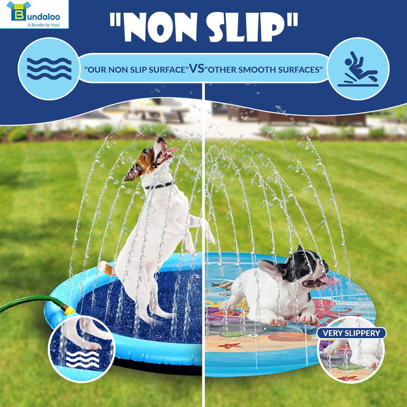 Bundaloo Dog Sprinkler Pool - Outdoor Water Splash Mat & Bathing Fountain for Pets - Thick PVC Material, Non-Slip Bottom, Connects to Standard Garden Hoses - Summer, Lawn & Yard Toy - 51” Diameter - PawsPlanet Australia