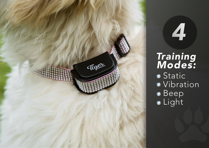 [Australia] - Waterproof Dog Shock Collar With Remote, Dog Training Collar With Beep/Vibrate/Shock Functions, Dog Training Shock Collar for Small to Large Dogs, Rechargeable Dog Shock Collar With Diamante Bling XS-S Pink 