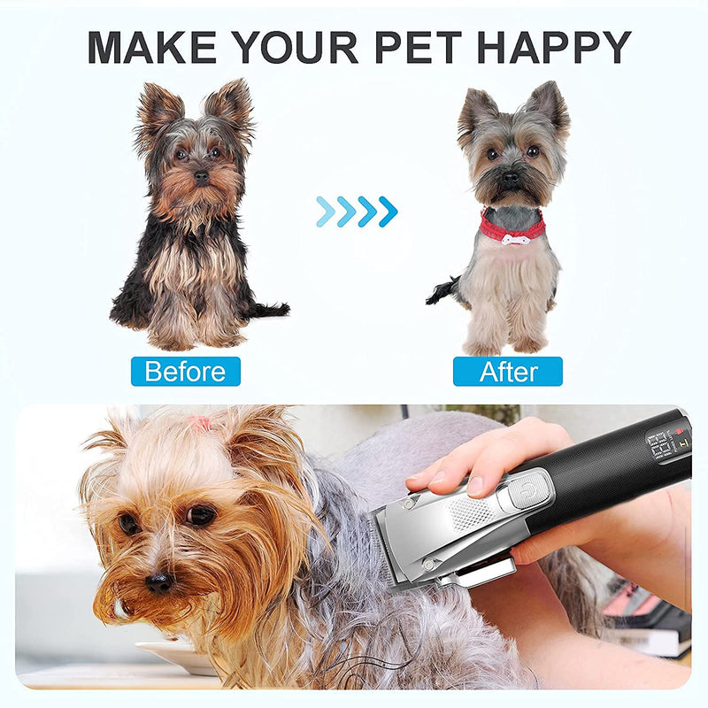 Dog Clippers, Cordless Dog Grooming Clippers Low Noise, Rechargeable Professional Electric Grooming Clippers Kit with Shears and Comb for Dogs, Cats and Other Pets - PawsPlanet Australia