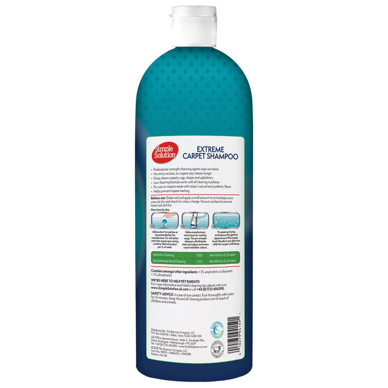 Simple Solution Extreme Carpet Shampoo | Professional Strength Pet Stain and Odour Remover | Compatible with All Cleaning Machines - PawsPlanet Australia