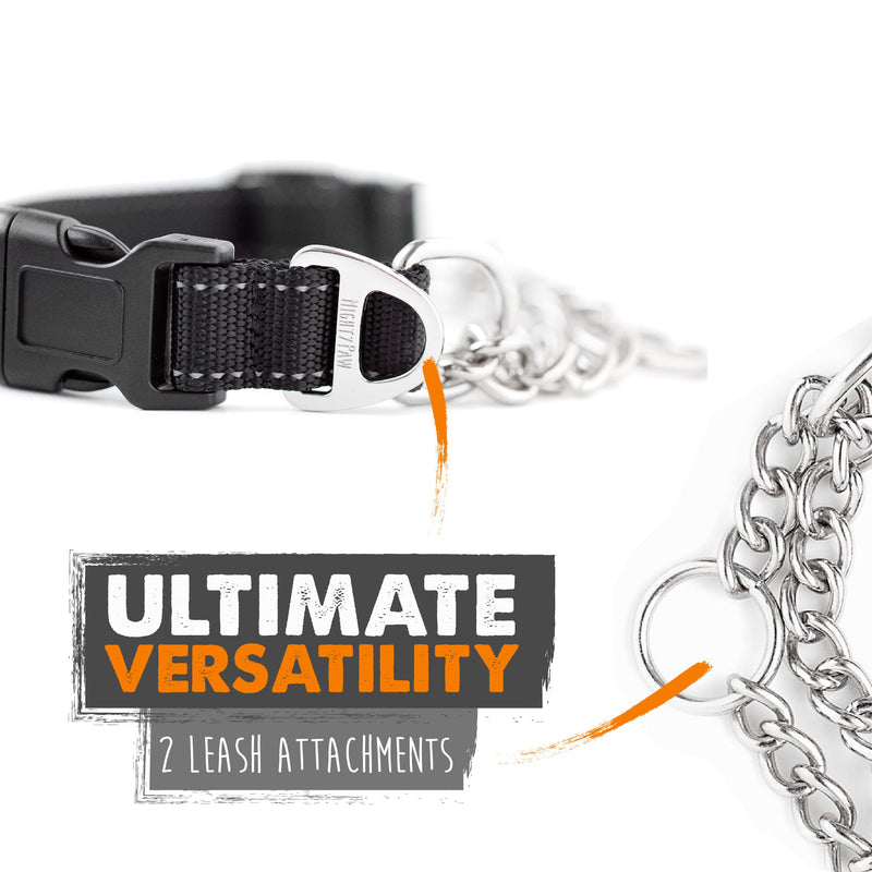 Mighty Paw Martingale Collar, Training Dog Collar, Limited Cinch Chain Pet Gear for No Pull Leash Walking Small Black - PawsPlanet Australia