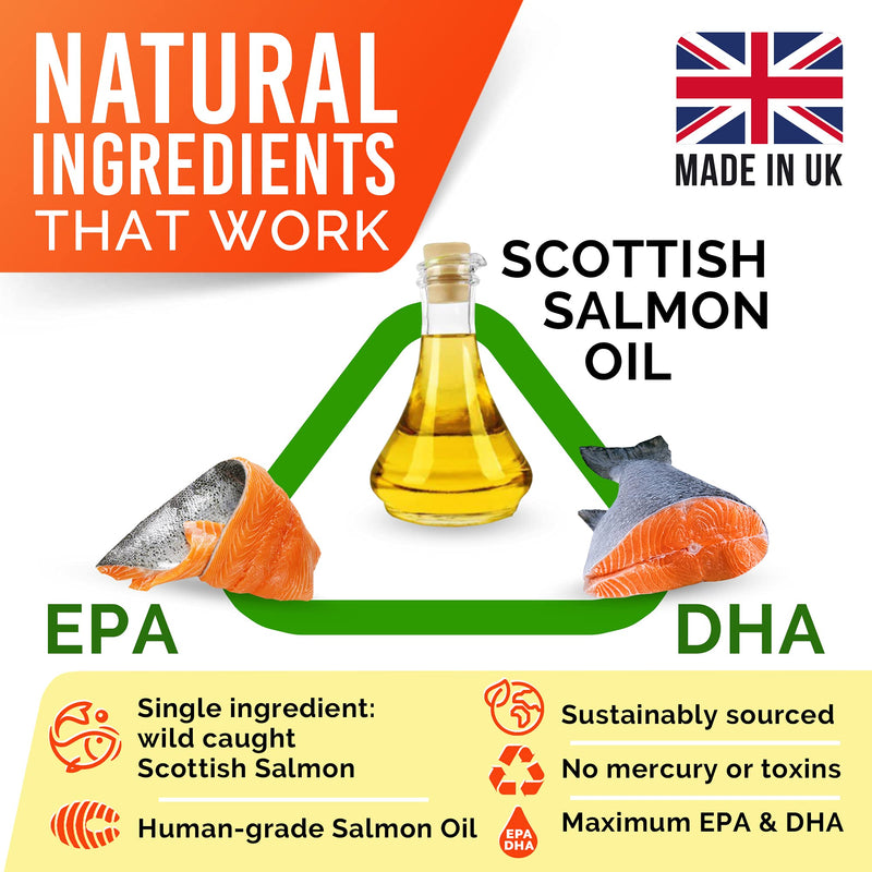 Salmon Oil Omega 3 for Dogs and Cats - 500ml Fish Oil for Pets - Joint Health - Allergy, Itch, Shedding - Skin and Coat Supplement – Scottish Salmon Oil - Omega 3 6 9 - EPA & DHA Fatty Acids 500 ml (Pack of 1) - PawsPlanet Australia