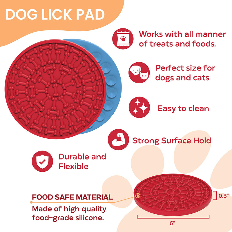 SCRUBIT Dog Lick Mat - Pet Fun & Anxiety Distraction Device - Peanut Butter Licking Pad Works as Slow Feeder Treat Bowl - Suction Cups Attach to Wall for Bathing & Grooming Pets - Puzzle Training Toy 1 Pack - PawsPlanet Australia