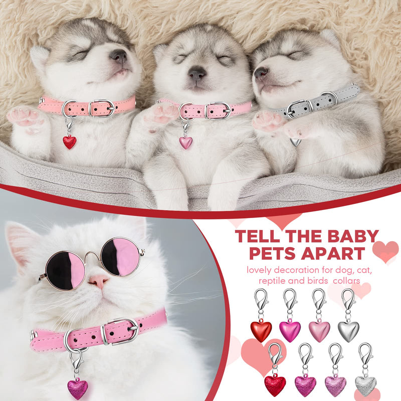 16 Pcs Bells for Dog Cat Collar Training Collar Charm Pet Collar Bells Kits Include 12 Heart Shaped Bells, 3 Collar Charm Pet Pendant Accessories with Stainless Steel Keychain - PawsPlanet Australia