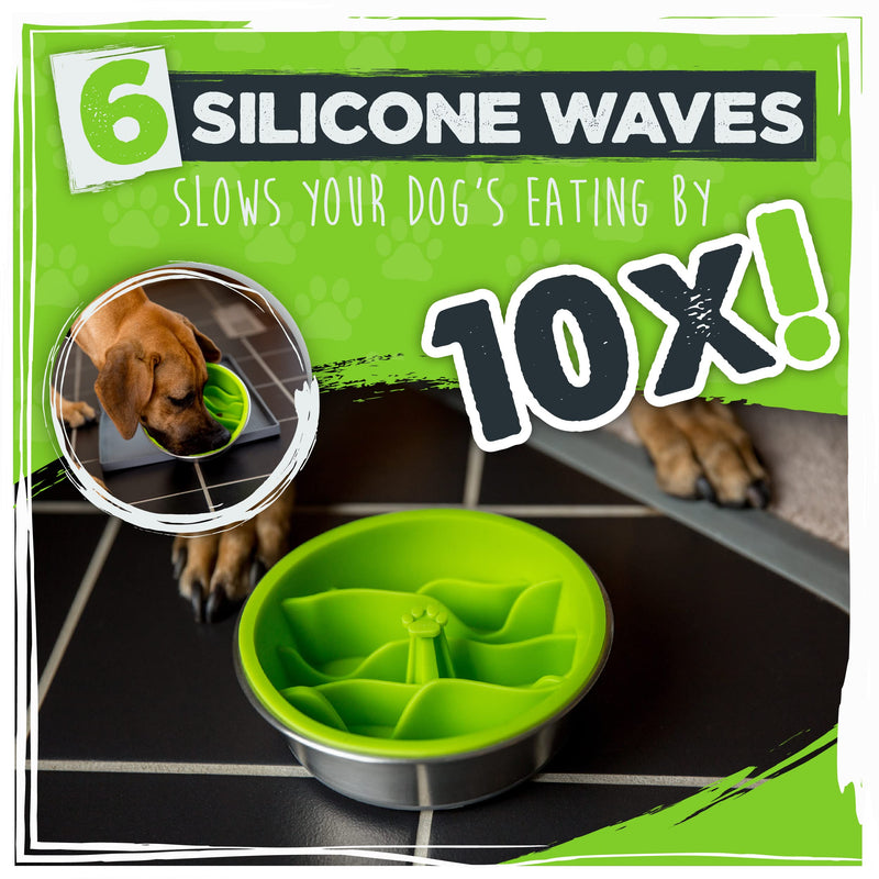 Mighty Paw Slow Feed Dog Bowl Insert | Interactive Puzzle Maze Feeder for Fast Eaters. Prevents Gulping and Vomiting. Holds 3 Cups of Food Pets. Dishwasher-Safe BPA-Free Silicone Medium Green - PawsPlanet Australia