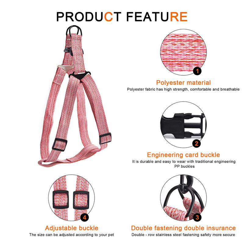 Jiu du Step In Dog Harness and Lead Set, Adjustable No Pull Puppy Harnesses with Strong Handle, Easy Walking Escape-Proof Pet Training Vest Straps for Small Medium Large Dogs, Pink L - PawsPlanet Australia