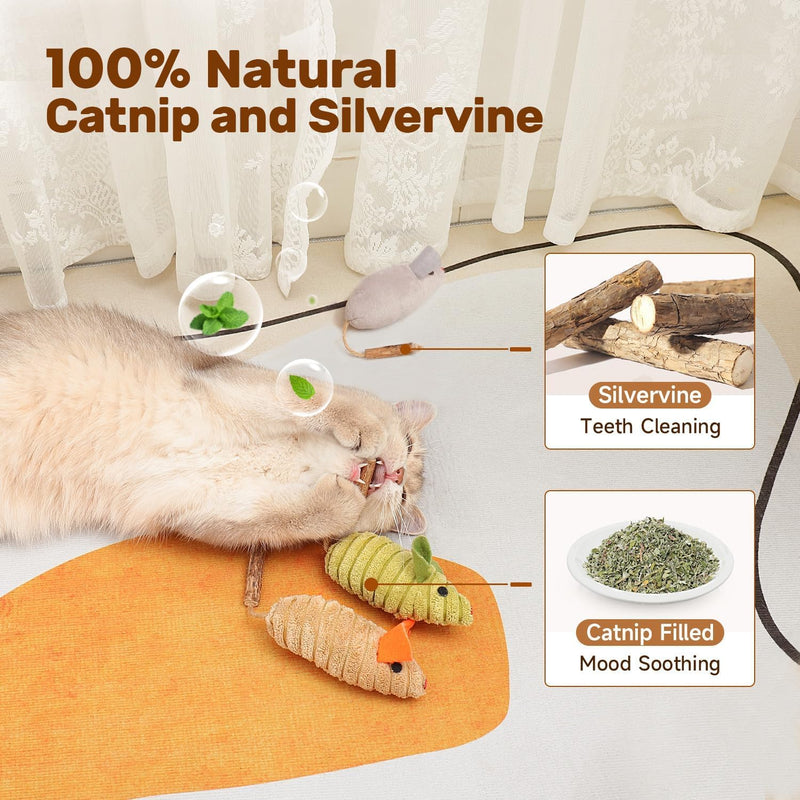 Catnip Toys, 3PCS Catnip Silvervine Mice, 10PCS Matatabi Catnip Sticks for Kittens, Dental Cat Nip Plush Toys, Silvervine Cat Toys for Exercise and Chewing - PawsPlanet Australia