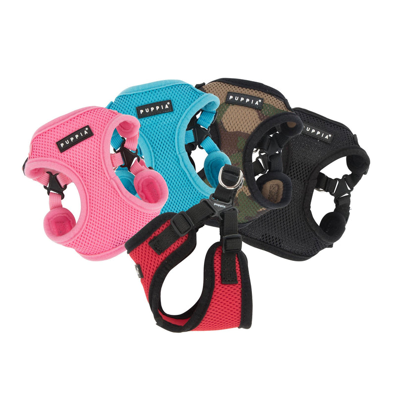 Puppia Soft Comfort Dog Harness Step-in No Choke Triple Layered Breathable Mesh Adjustable Neck and Chest with a Buckle Small Puppia Soft Dog Harness C - Black - S - PawsPlanet Australia