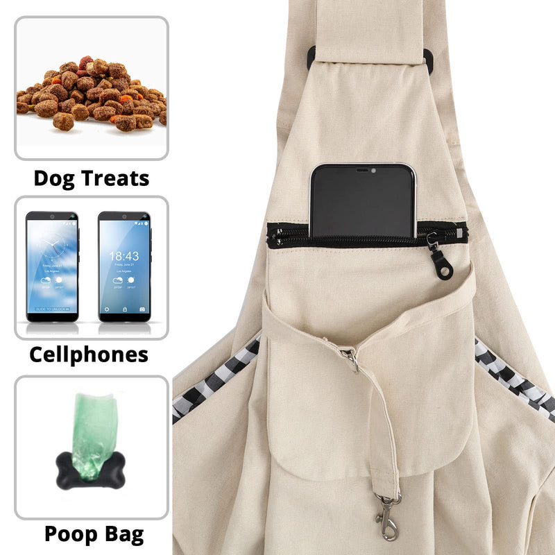 Lyneun Pet Bag, Hand-Free Pet Sling Carrier for Cats and Dogs With Adjustable Shoulder Strap Suitable for Pets Under 10 Kg (Beige) Beige - PawsPlanet Australia