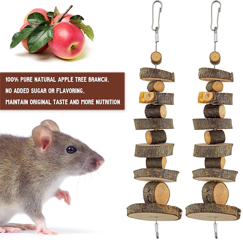 myiven Natural Organic Apple Wood Chew Toys, 3 Pack Small Animal Snack Toys Suitable for Rabbits, Guinea Pigs, Hamsters, Chinchilla, Teeth Grinding, - PawsPlanet Australia
