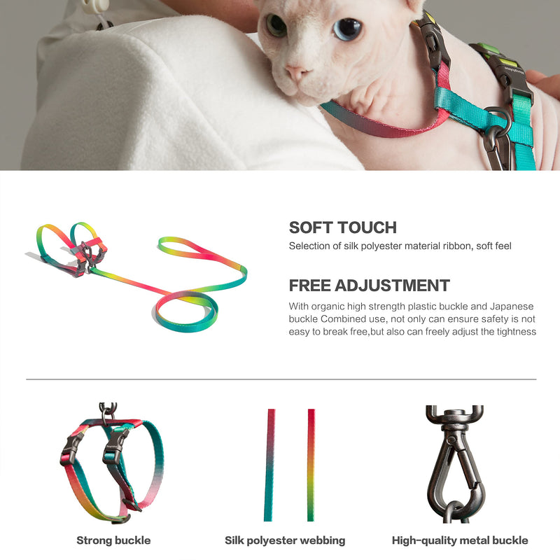 Cat Harness and Leash Set for Escape Proof - Apply to Adjustable Pet Harness for Kitten and Small Rabbit Harness or Puppies (7 Colour) 7 colour - PawsPlanet Australia