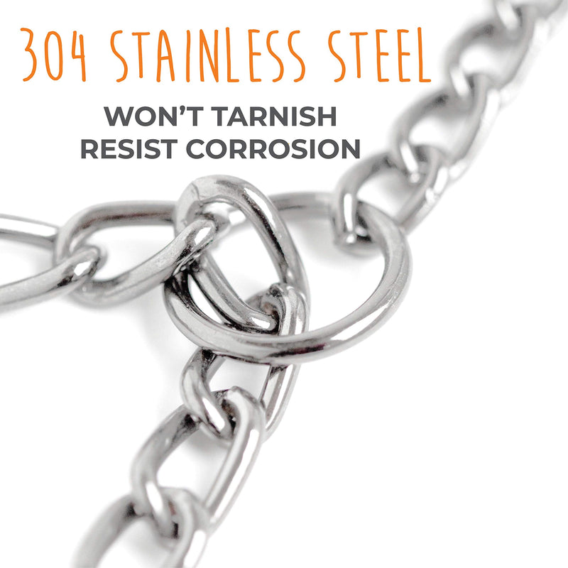 Mighty Paw Slip Collar. Premium Stainless Steel Choke Collar. Strong, Durable, Weather Proof, Tarnish Resistant Metal Chain. No Pull Dog Training Collar. 16" - PawsPlanet Australia