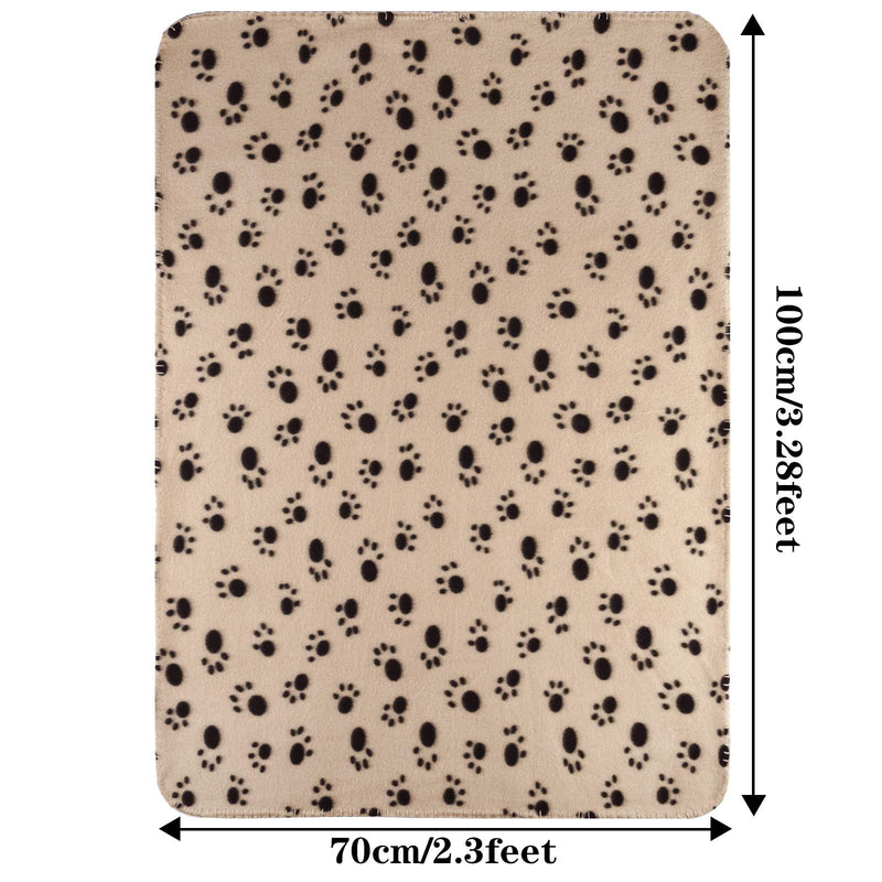 Aodaer 1 Piece Pet Blankets Dog Cat Bunny Small Animals Blanket Comfortable Warm Sleep Mat with Paw Print for Beds, Floors, Cars 70 x 100 cm Beige - PawsPlanet Australia