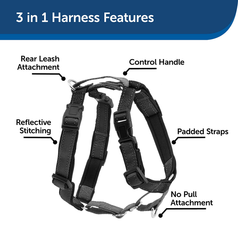 [Australia] - PetSafe 3 in 1 Harness - No-Pull Dog Harness - for X-Small, Small, Medium and Large Breeds - from the Makers of the Easy Walk Harness Black Extra Small 