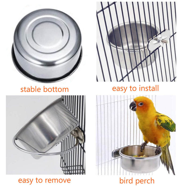 Hamiledyi Parrot Feeding Cups,Birds Food Dish Stainless Steel Parakeet Food Water Bowls Dish Feeder Holder and Fruit Vegetable Holder Chew Ball for Lovebird Budgie(5PCS) - PawsPlanet Australia