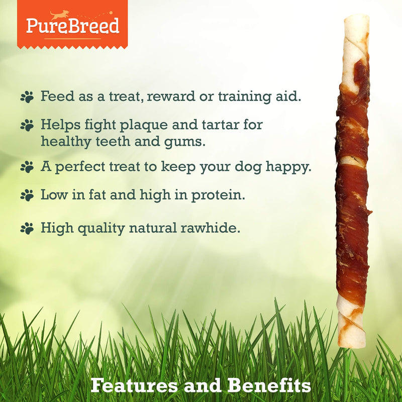 50pk PureBreed Twist Rawhide Sticks Duck Dog Treats | Duck Wrapped Dog Chews Toy | Low Fat, High In Protein Duck Dog Treats & Chews | Duck Rawhide Dog Chew | Chewy Twists with Duck Meat + SOL Notebook - PawsPlanet Australia