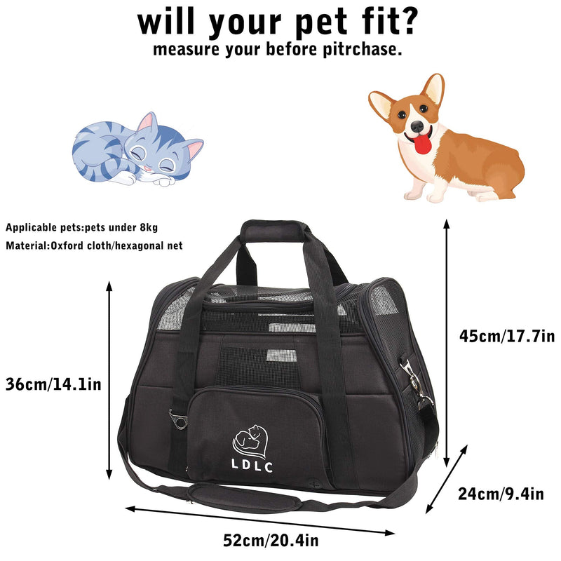 DAWOO Cat Carrier Airline-Approved Travel Pet Carrier,Dog Carrier,Suitable for Small and Medium-Sized Cats and Dogs Black - PawsPlanet Australia