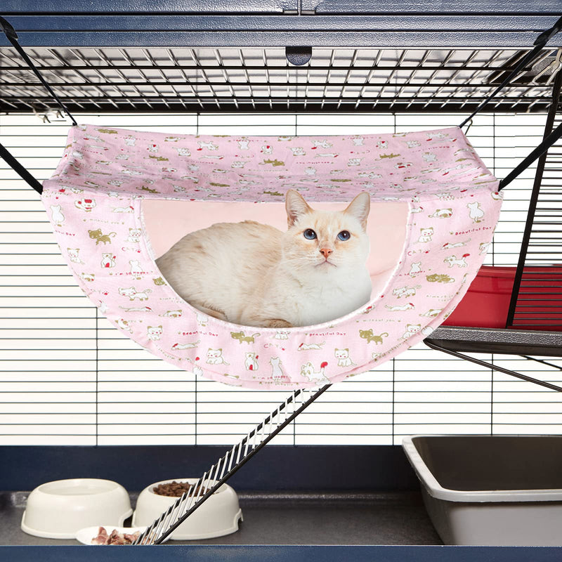 Cat Cage Hammock Pet Hanging Hammock Bed Double Layer Cage Pet Bed Adjustable Soft Cat Hanging Bed for Kitten Puppy Cats Dogs Small Pets Cat Pattern - PawsPlanet Australia