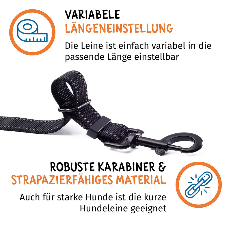 Floxik double leash complete set large | Flexible, reflective premium dog leash for two dogs to be coupled with a short holder, black, large - PawsPlanet Australia