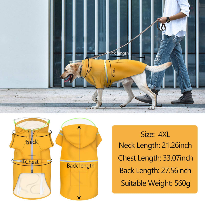 NVTED Zipper Dog Raincoat Hooded Poncho, Lightweight Pet Rain Jacket Waterproof Clothes, Magic Tape Closure Adjustable with Strip Reflective for Large Dogs - PawsPlanet Australia
