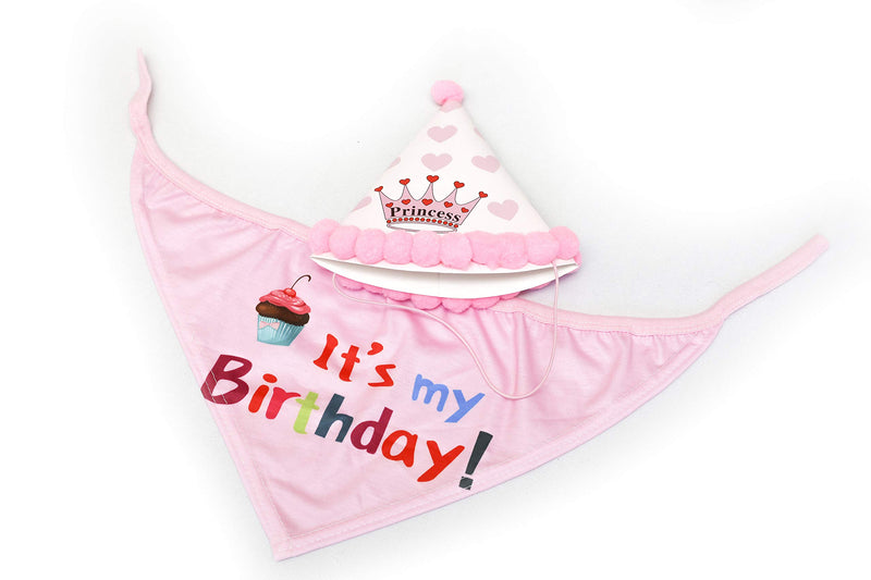 Dog Birthday Bandana and Party hat PINK for the Girls | Dog Bandana | Dog birthday hat | Dog Accessories | Dog Birthday | Pet Birthday - PawsPlanet Australia
