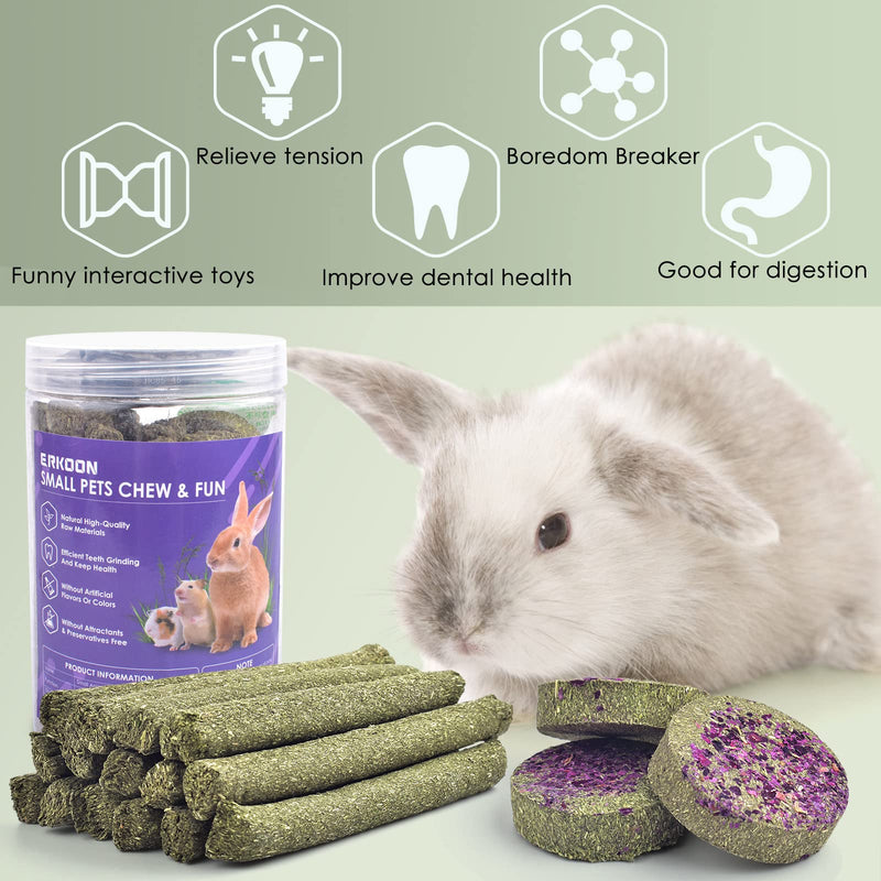 ERKOON Pack of 24 250g Rabbit Toys, Timothy Hay Sticks Carrots Rose Grass Cake Dental Care Molar, Chinchillas Toys Chew Toys for Rabbits, Guinea Pigs, Hamsters, Chinchillas - PawsPlanet Australia