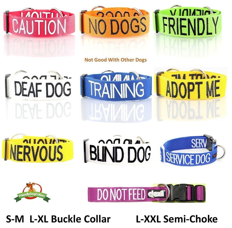 BLIND DOG White Colour Coded Nylon S-M L-XL Buckle Dog Collars (No/Limited Sight) PREVENTS Accidents By Warning Others of Your Dog in Advance (L-XL 38-64cm (15 to 25inch) - PawsPlanet Australia