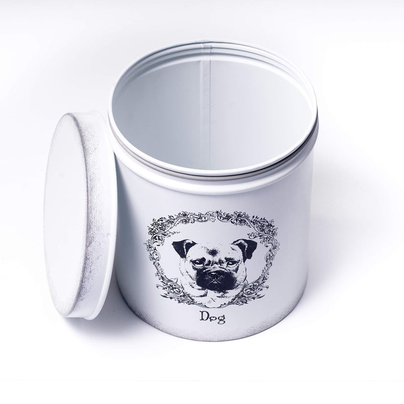 [Australia] - The PetSteel | Antique White Treat Jar | Dog Treat Jar | Tight Fitting Lids | Pet Food Container | Fit's Up to 2lbs of Treats 