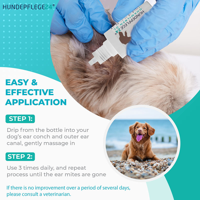 Hundepflege24 - Ear drops for dogs 2x 50ml - Ear mite treatment for dogs, cats and other pets - 100% natural & vegan ear care against itching, fungi & acariasis - PawsPlanet Australia