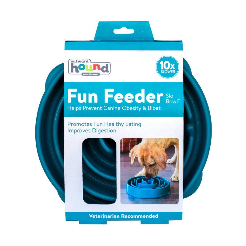 Outward Hound Fun Feeder Slo Bowl, Slow Feeder Dog Bowl, Large/Regular, Turquoise Turquoise Drop - PawsPlanet Australia