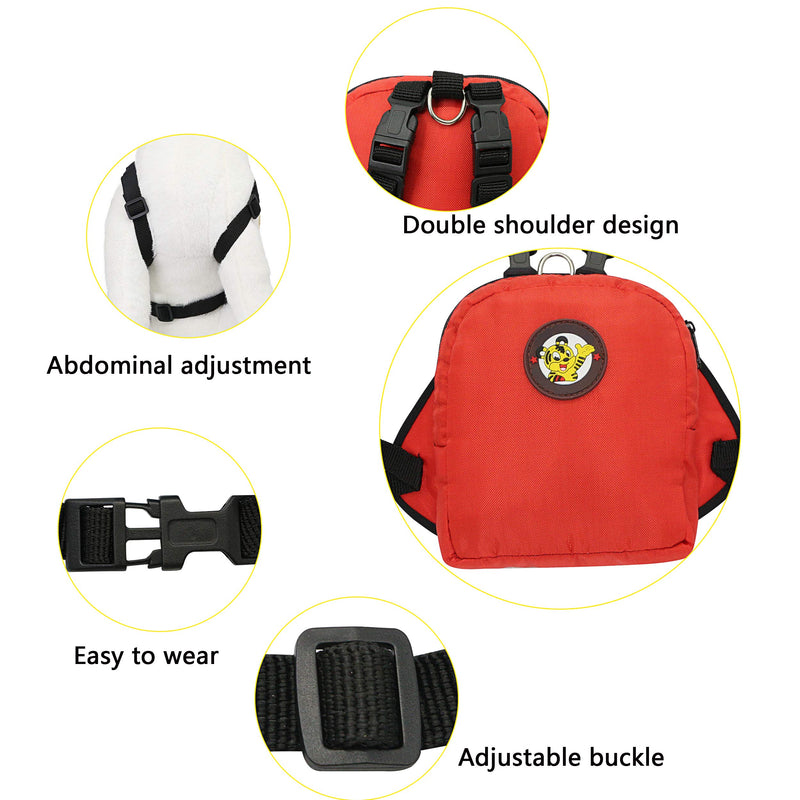 [Australia] - YAODHAOD Pet Cartoon Backpack Harness with Leash, Puppy Dog Cute Back Pack Saddle Bags, Travel Outdoor Hiking Adjustable Leash Saddlebag for Small Dogs L RED 