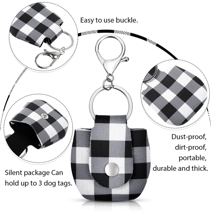 Dog Tag Holder 2 Pieces Pet Dog Tag Silencer Quiet Spot Dog Tag Dog Tag Bag with Tag Ring for Dogs Cats Pets Lattice Pattern - PawsPlanet Australia