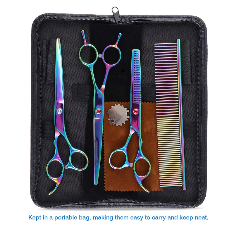 Aussel 7 Inch Professional Pet Dog Grooming Scissors Comb (1 Colorful Scissors Set) - PawsPlanet Australia