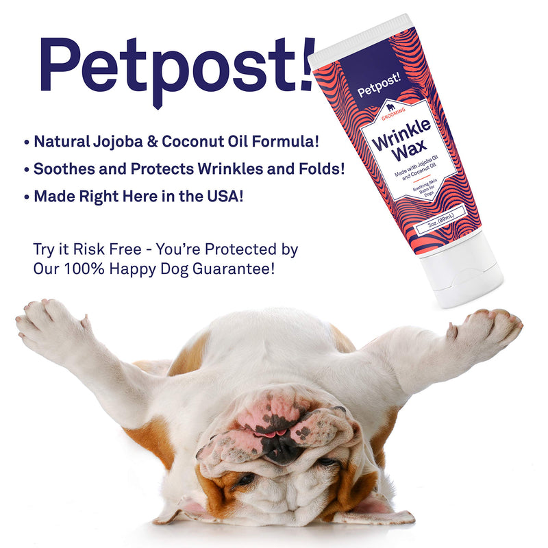 Petpost | Bulldog Wrinkle Wax for Dogs - Cleans & Protects Pug Wrinkles and Folds - Avocado, Jojoba, and Coconut Oil Balm (89 mL) 89 ml (Pack of 1) - PawsPlanet Australia