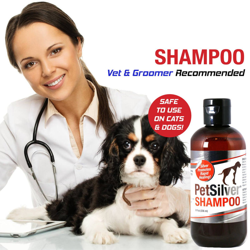 [Australia] - Pet Shampoo with Chelated Silver (8oz) for Dogs and Cats. Skin Infections, Hot Spots, Cuts, Wounds, Flea, Tick and Insect Bites 