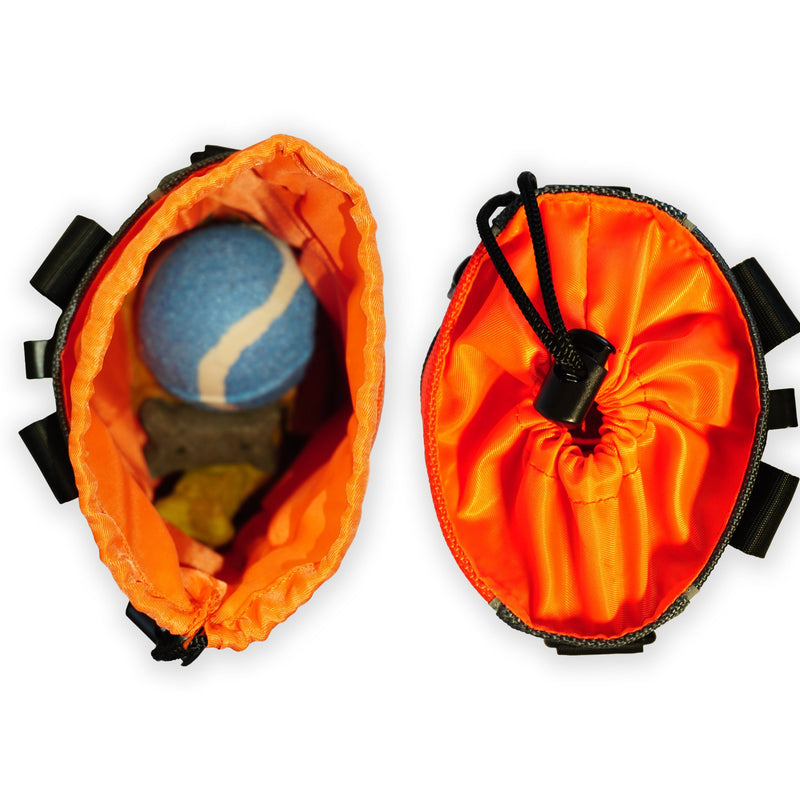 [Australia] - SafetyPUP XD Dog Treat Pouch for Training and Walking Dogs. Carry 3 Ways - Waist Belt, Clip On, or Shoulder Strap. Small, Durable Holder with Waste (Poop) Bag Dispenser and Reflectivity For Visibility Orange 