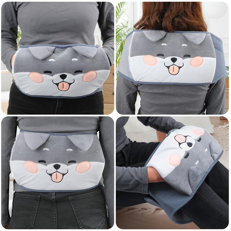 Hot Water Bottle with Soft Cover and Waist Cover, 1000ml Hot Water Bottle Belt 3 in 1 Warm Hot Water Bottle Hot Water Bottle Waist Warmer, Rubber Hot Bag for Neck, Shoulder, Back, Legs, Waist - Gray - PawsPlanet Australia
