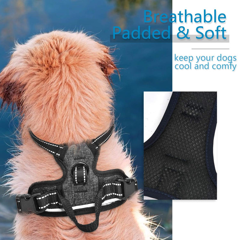 SUPPETS No Pull Dog Harness with Leash Reflective Padded Pet Vest Adjustable Soft Puppy Harness with Easy Control Handle for Small Dogs and Cats, Black,(Neck Girth: 5"-15,Chest Girth: 10.5"-20) Small(Neck Girth: 5"-15",Chest Girth: 10.5"-20") - PawsPlanet Australia