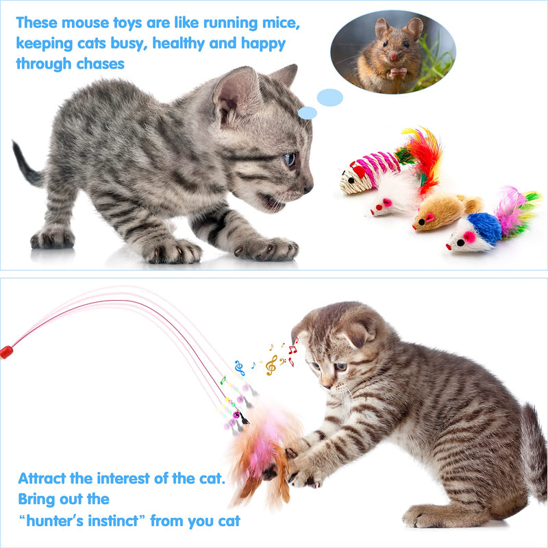 GaiusiKaisa Cat Toy Set 23 Pieces Funny Exercise Cat Interactive Toy Kitten with Play Mice, Feathers, Matatabi, Cat Fishing Rod, Balls, Fish - PawsPlanet Australia