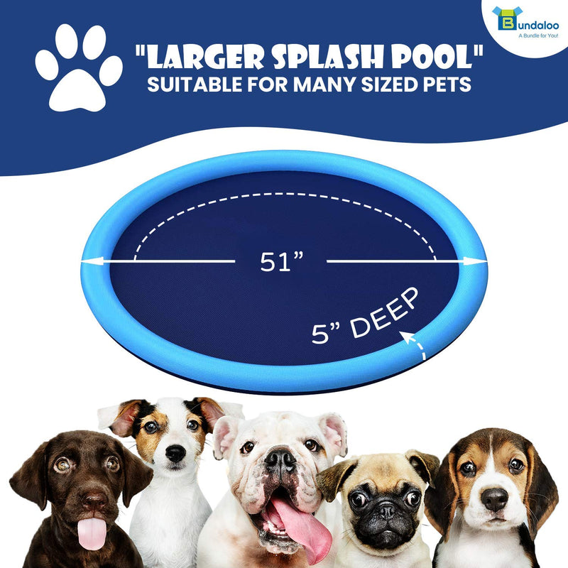 Bundaloo Dog Sprinkler Pool - Outdoor Water Splash Mat & Bathing Fountain for Pets - Thick PVC Material, Non-Slip Bottom, Connects to Standard Garden Hoses - Summer, Lawn & Yard Toy - 51” Diameter - PawsPlanet Australia