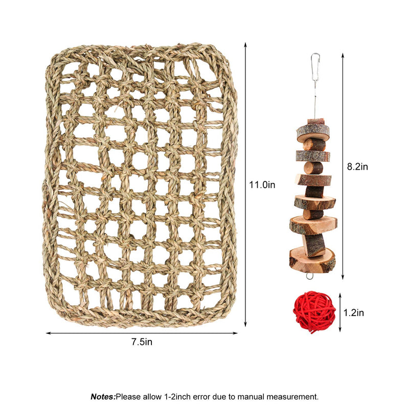 [Australia] - suruikei Rabbit Activity Zone Bunny Chew Toy for Teeth Grinding Small Animal Play Toy Hand Crafted Seagrass Protector Mat for Chinchilla Guinea Pigs or Other Rodent Pets 11 X 7.87-inch 