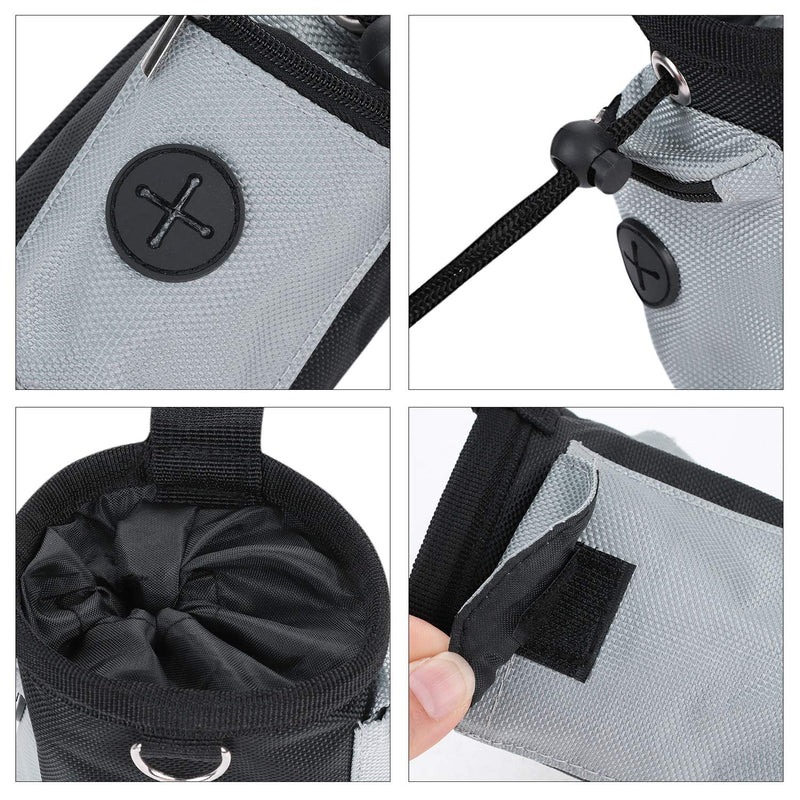 Dog Treat Bags Pouch for Walking Training Puppy Treat Pouch with Drawstring Waistband Clip Belt Bag Dispenser 2 Side Pocket,Small Waist Bag for Women Men Carry Treats Poop Bags Toys,Black Grey Black+Grey - PawsPlanet Australia