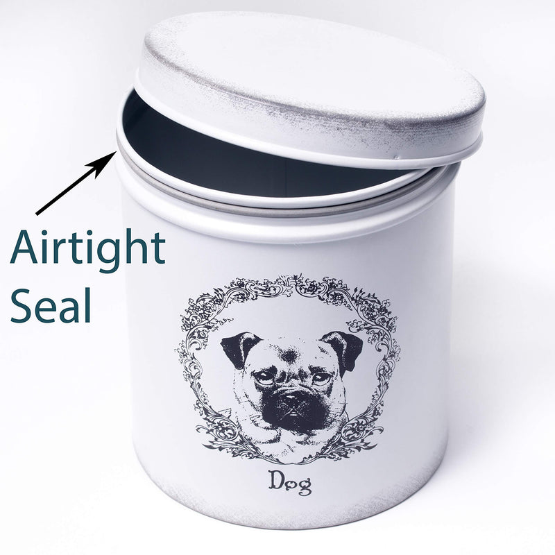 [Australia] - The PetSteel | Antique White Treat Jar | Dog Treat Jar | Tight Fitting Lids | Pet Food Container | Fit's Up to 2lbs of Treats 