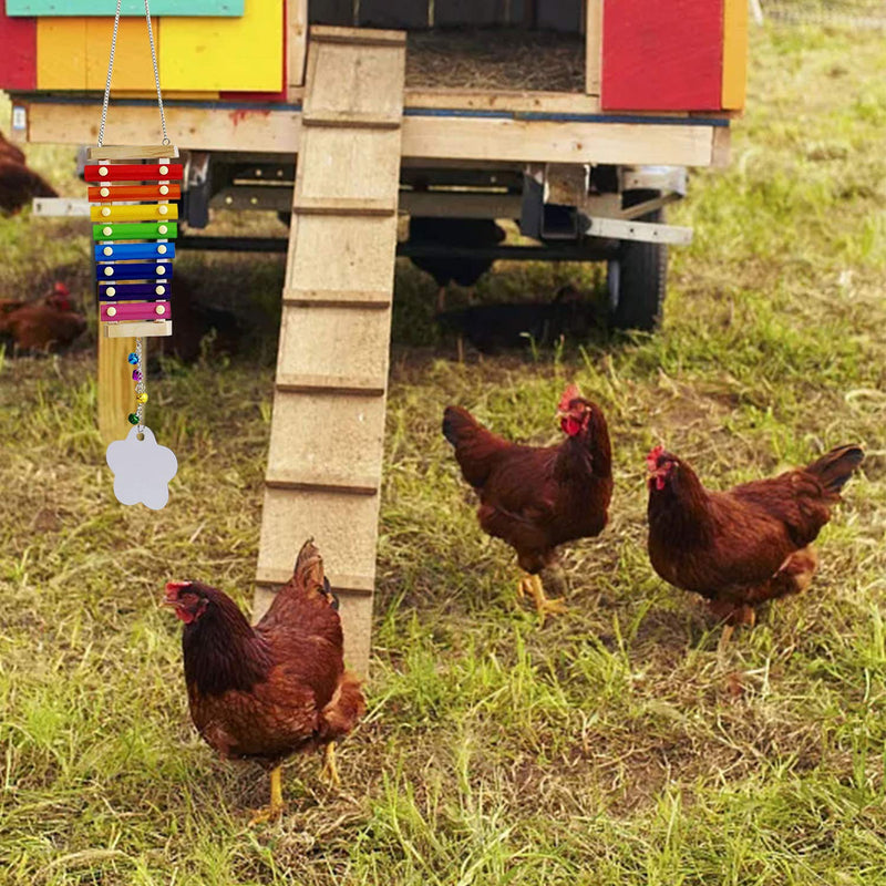 WDSHCR Chicken Toys and Chicken Xylophone Toy Chicken Veggies Hanging Feeder, Chicken Mirror Toy with Chicken Vegetable Hanging Feeder Chicken Toys for Hens 3Pcs - PawsPlanet Australia