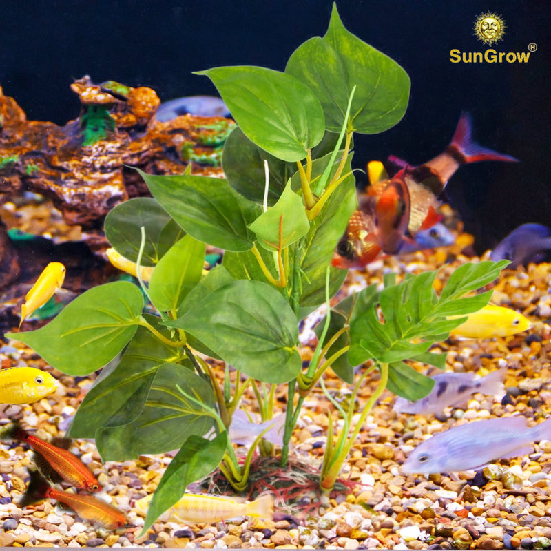 SunGrow Aquarium Plastic Leaf Plant, Fish Tank Decor Accessories & Supplies, Hiding Spot for Fish, Reptiles, Amphibians, 1 Piece - PawsPlanet Australia