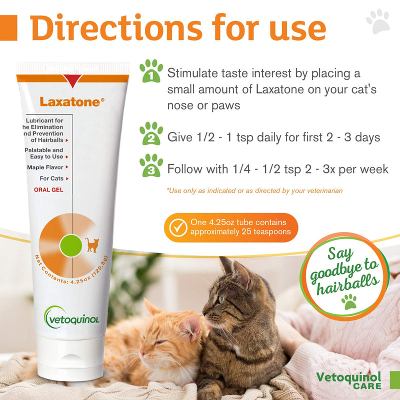 Vetoquinol Laxatone: Oral Hairball Lubricant Gel for Cats – Maple Flavored, 4.25oz 4.25 oz - PawsPlanet Australia