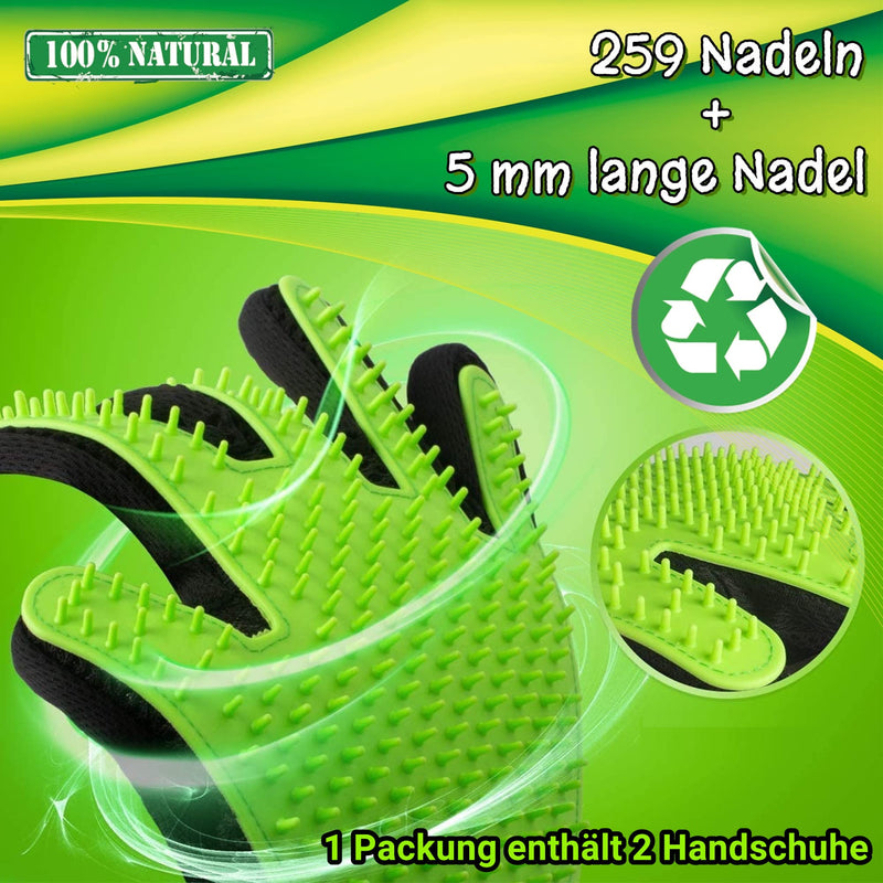 The Pets Smile 1 Pair of Grooming Gloves, Cat Glove, Massage Gloves, Grooming Glove, Dog Glove, Brushing, Hair Removal, Deshedding, Long Hair (Green 1 Pair) Green - PawsPlanet Australia