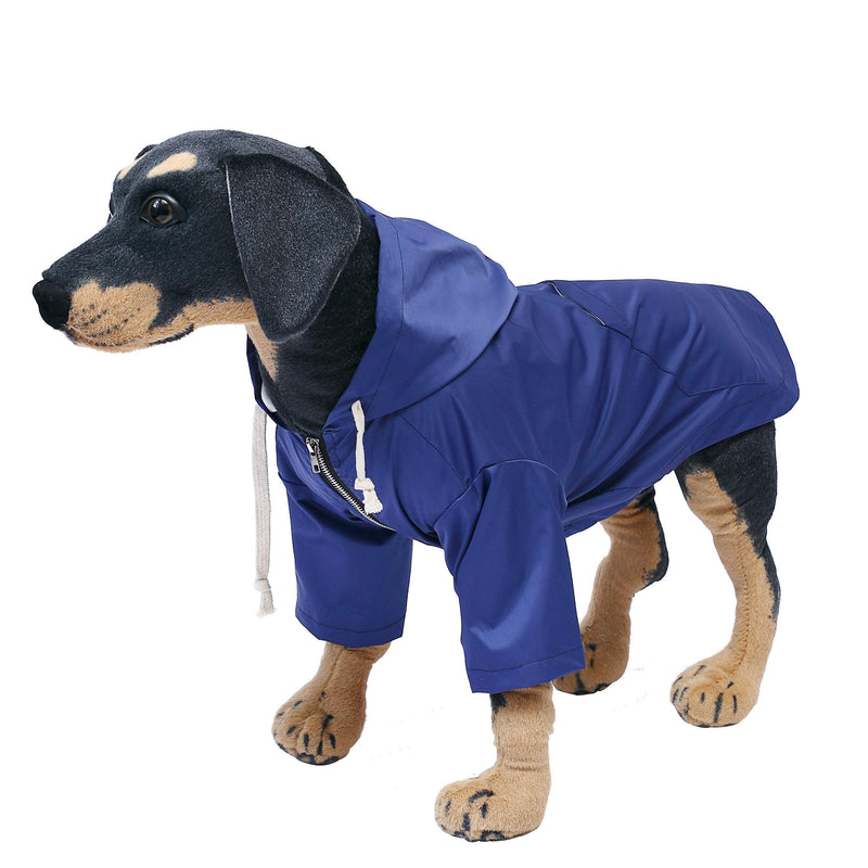 Stylish Premium Dog Raincoats - Dog Wear Yellow Zip Up Dog Raincoat with Reflective Buttons, Pockets, Rain/Water Resistant, Adjustable Drawstring -Blue -XS XS Blue - PawsPlanet Australia