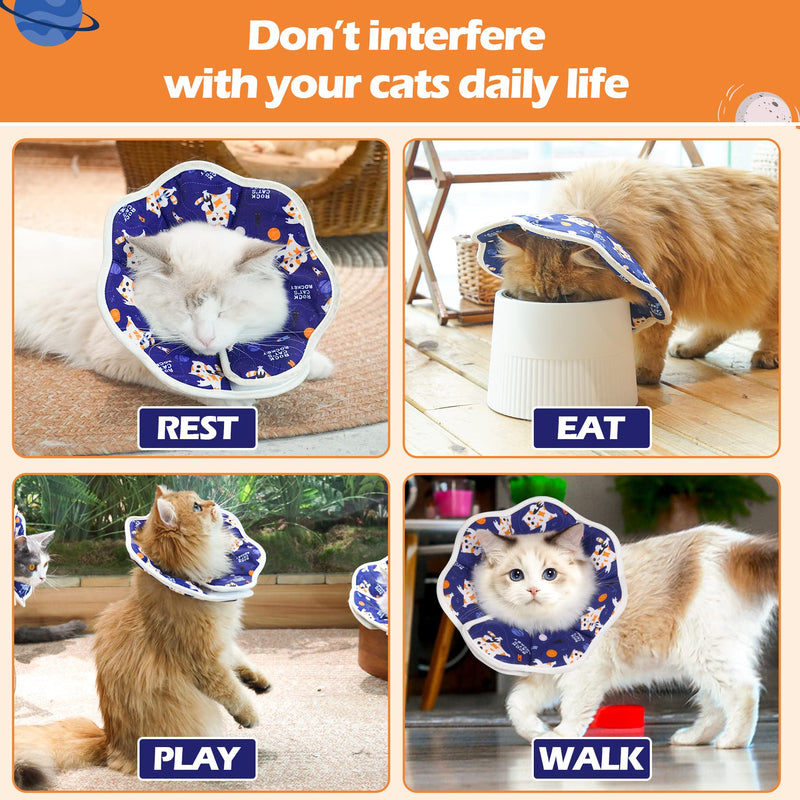 ComSaf Soft Cat Recovery Collar, Protective Adjustable Pet Cone Collar for After Surgery, Comfortable Lightweight Cute Elizabethan Collar for Cat Kitten Prevent from Licking Wounds, Not Block Vision S (Neck:6.5-7.7in) - PawsPlanet Australia